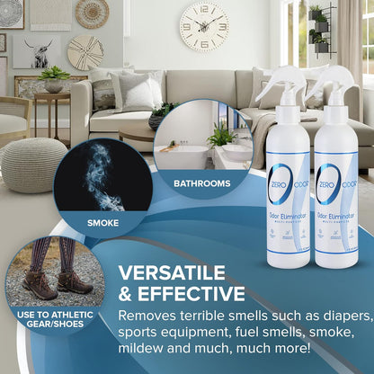 Zero Odor – Multi-Purpose Odor Eliminator - Air & Surface Odor – Patented Technology for Bathroom, Kitchen, Fabric, Closet- Smell Great Again, 16oz