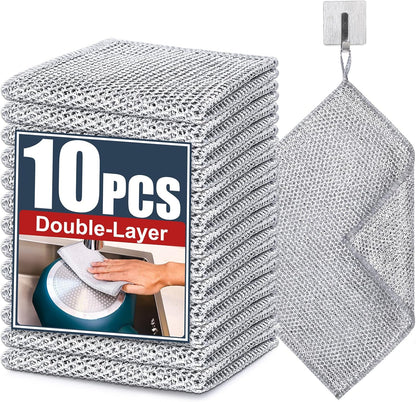 Navona 12 Pcs New Upgrade Steel Wire Dishcloth,Triple-Layer Steel Wire Cleaning Cloth,Powerful Cleaning Non-Scratch Wire Dishcloth Rag for Cookware, Sinks, Dishes, Stove Tops