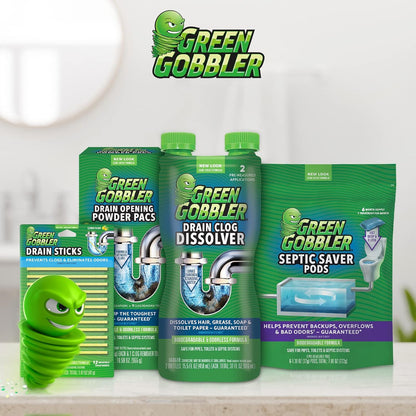 Green Gobbler Industrial Strength Grease and Hair Drain Clog Remover | Drain Cleaner Gel | Safe for Pipes, Toilets, Sinks, Tubs, Drains & Septic Systems | 64 fl. oz.