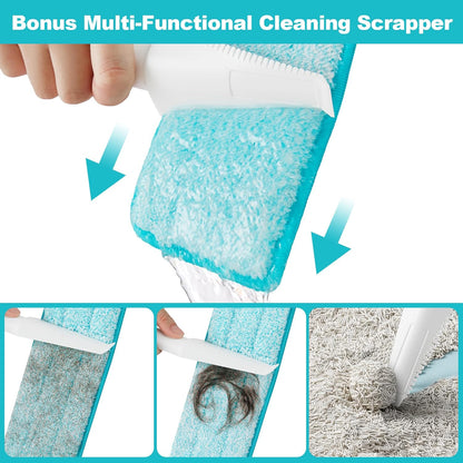 JOYMOOP 18 Inch Dust Mop for Hardwood Floors, Heavy Duty Industrial Wet Dry Mops with Telescopic Handle, Includes 5 Microfiber Mop Pads