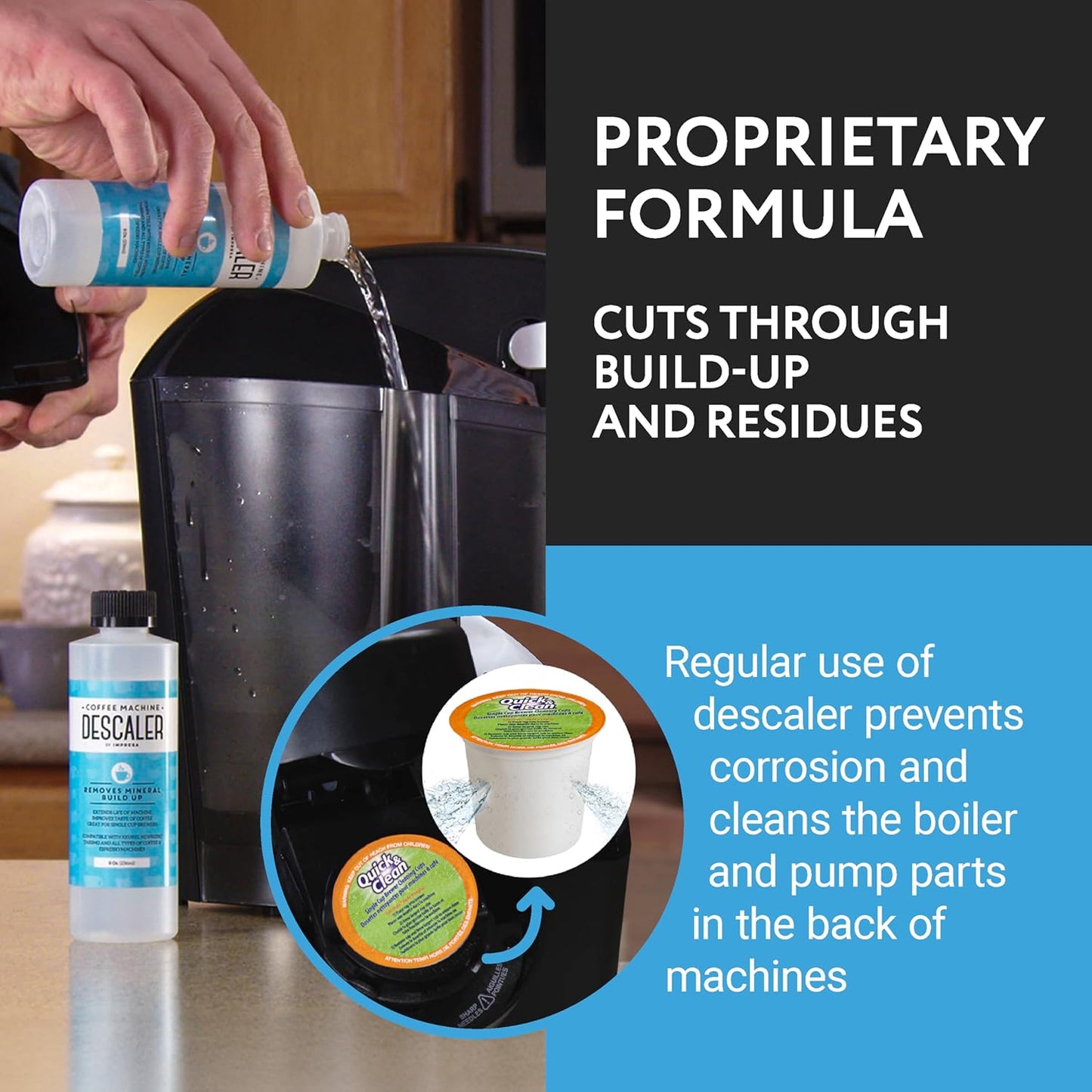 IMPRESA Coffee Machine Descaler (2 Uses Per Bottle) - Made in the USA - Universal Descaling Solution, Compatible with Nespresso, Delonghi and All Single Use Coffee and Espresso Machines