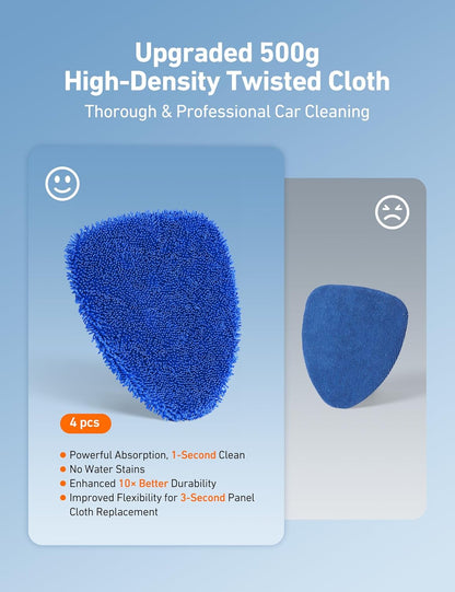 AstroAI Car Windshield Cleaner Tool, Window Cleaning Kit with 39in Car Mirror Squeegee, 4 Reusable Microfiber Pads and Extendable Handle, Blue