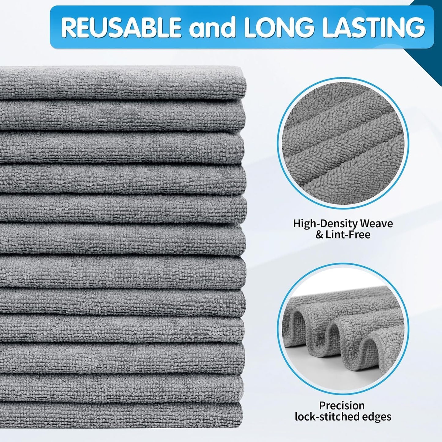 FIXSMITH Microfiber Cleaning Cloth - Pack of 8, Size: 12 x 16 in, Multi-Functional Cleaning Towels, Highly Absorbent Cleaning Rags, Lint-Free, Streak-Free Cleaning Cloths for Car Kitchen Home