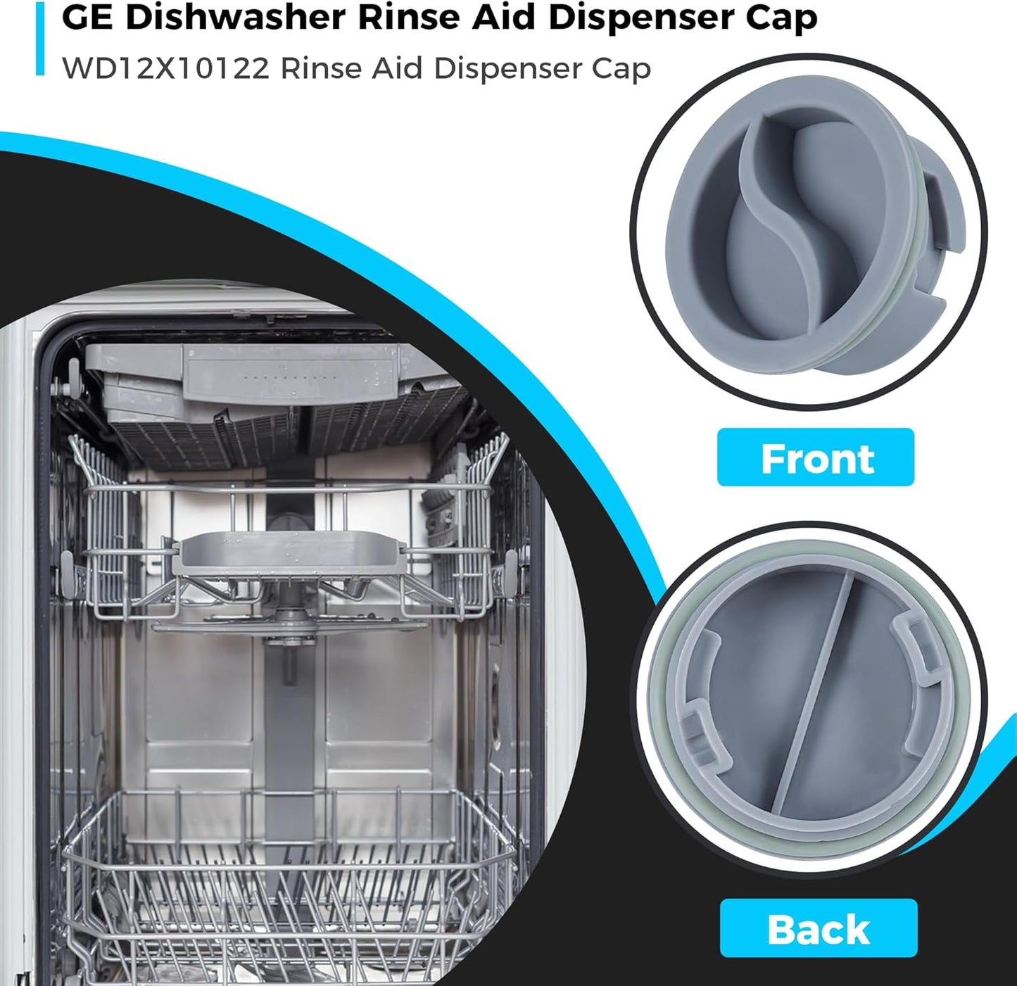 Romalon WD12X10122 Dishwasher Rinse Aid Dispenser Cap Fit for GE Dishwasher Replaces WD12X10102 WD12X10200 PS958932 EAP958919