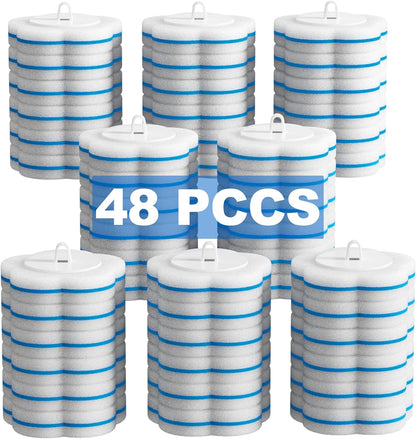 48 Pack Disposable Toilet Wand Refills for Cinola Toilet Handle, 3-Layer Toilet Brush Replacement Heads, Hygienic Disposable Toilet Bowl Cleaner Pads for Bathroom Deep Cleaning