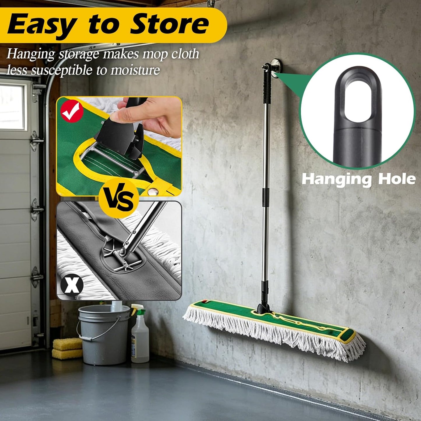 42" Commercial Dust Mop for Floor Cleaning, MASTERTOP Large Flat Mop with Long Handle, Sweeping Broom with 2 Different Mops Pads, Industrial Mop for Hardwood, Tile, Gym, Office, Mall, Warehouse