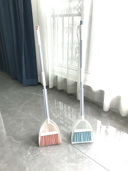 Mini Broom with Dustpan for Kids,Little Housekeeping Helper Set (Light Blue)