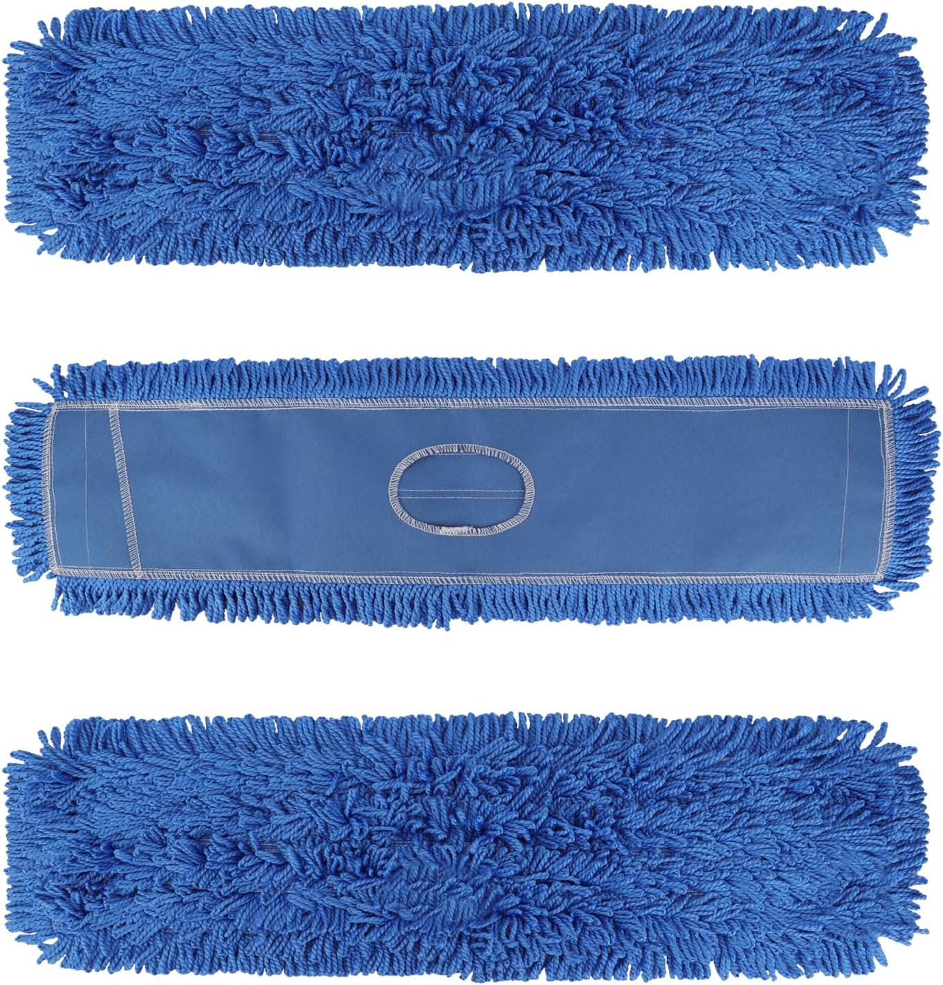 3 Pack 24 Inch Microfiber Dust Mop Head, Medium Washable Commercial Sweeper and Janitorial, Blue