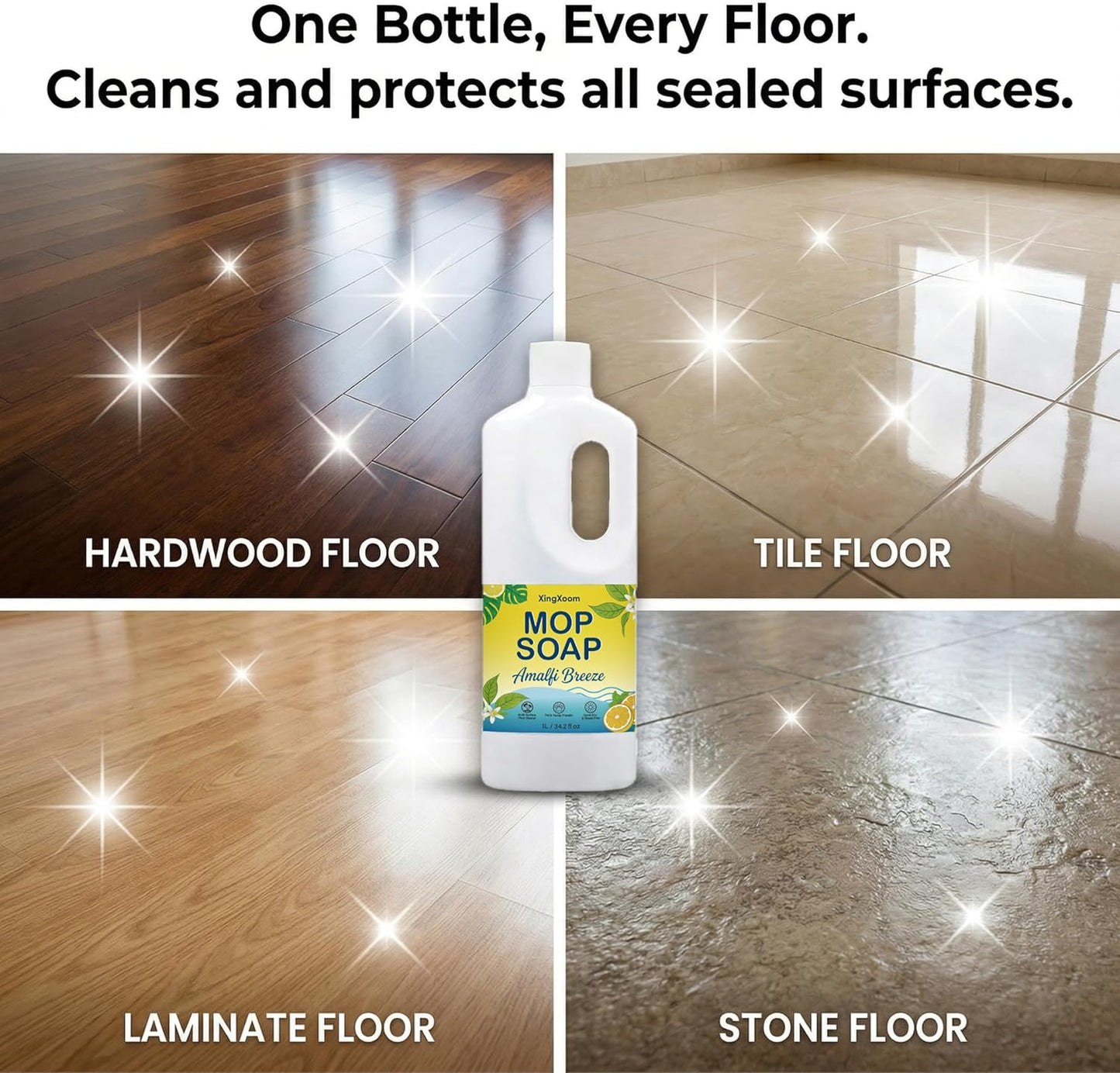 Scented Mop Soap - Premium Floor Cleaner Concentrate for Tile, Wood & Laminate, Streak-Free Low Foam Mopping Solution, Luxury Home Aromatherapy, 1L / 34.2 fl oz (Twilight Mist)