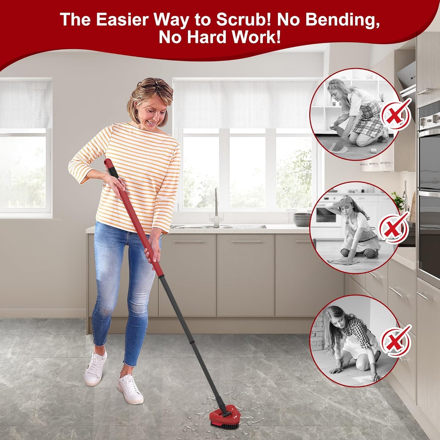 Replacement Scrub Brush for O-Cedar 2-Tank System, 4.4" Triangular Spin Mop Scrubber Head, Heavy-Duty Stiff Bristle Cleaning Brush for Tile, Grout, Bathroom, Kitchen & Floors