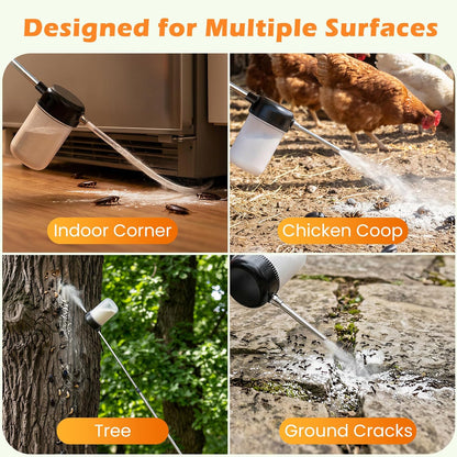 Diatomaceous Earth Powder Duster with Adjustable 4FT Rod, Adjustable Output Pump, 250ml Large Capacity Tank & Clog-Free Design, Powder Dispenser for Indoor/Outdoor Gardening