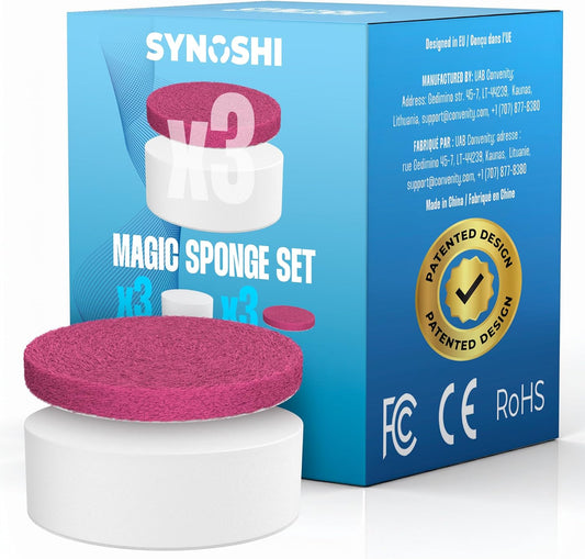 SYNOSHI PRO Electric Spin Scrubber Magic Melamine Sponge for Bathroom & Shower Cleaning Brush, Kitchen Brush Head For Power Scrubber - Set of 3 Magic Sponges