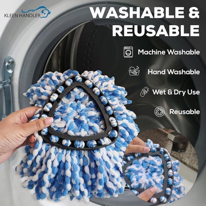 KLEEN HANDLER Microfiber Spin Mop Replacement Head Refills Compatible with O-Cedar EasyWring 1 Tank System, Blue, L (6-Pack)