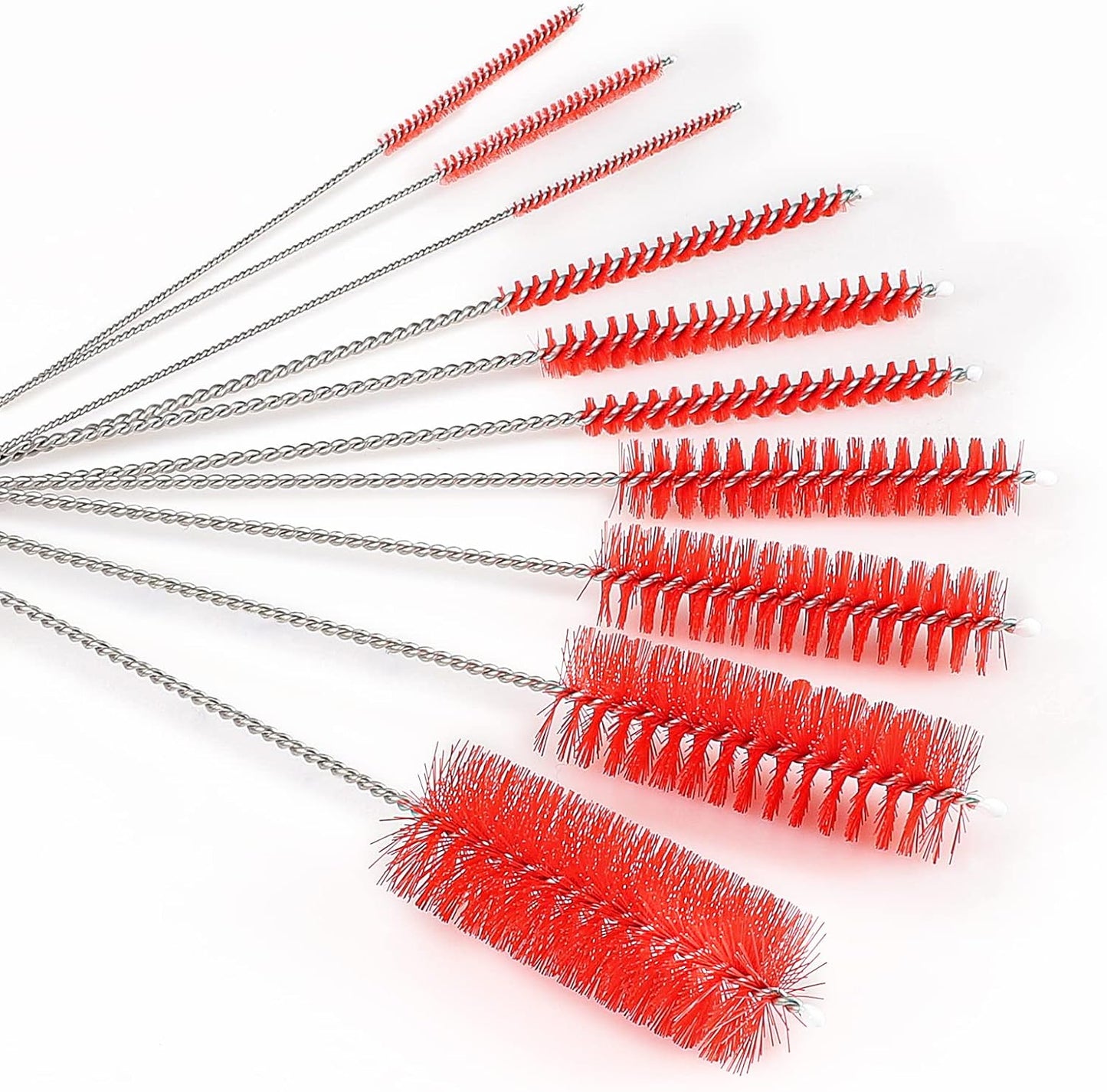 CiaraQ Bottle Cleaning Brushes, 8 Inch Nylon Tube Brush Set, Cleaner for Narrow Neck Bottles Cups with Hook, Set of 10pcs