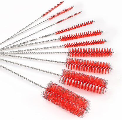 CiaraQ Bottle Cleaning Brushes, 8 Inch Nylon Tube Brush Set, Cleaner for Narrow Neck Bottles Cups with Hook, Set of 10pcs