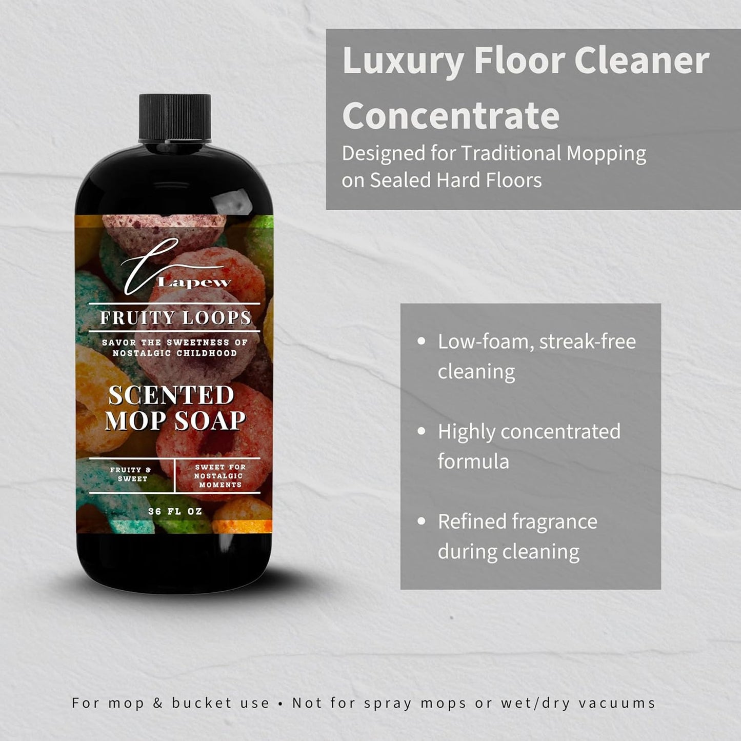 Lapew Santal Scented Mop Soap - Luxury Floor Cleaner Concentrate for Mopping Tile, Laminate, Vinyl & Hardwood | Streak-Free, Low-Foam | 36 oz - Colors C