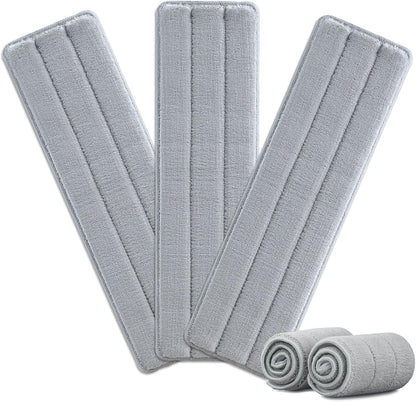 5 Pack Replacement Pads, Compatible with POPMOP Mop and Bucket Set - Microfiber Flat Mop Pads for All 13" X 4.9" Squeeze Flat Floor Mop - Washable Pads Replacement