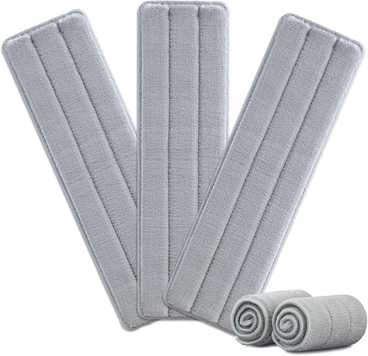 5 Pack Replacement Pads, Compatible with POPMOP Mop and Bucket Set - Microfiber Flat Mop Pads for All 13" X 4.9" Squeeze Flat Floor Mop - Washable Pads Replacement