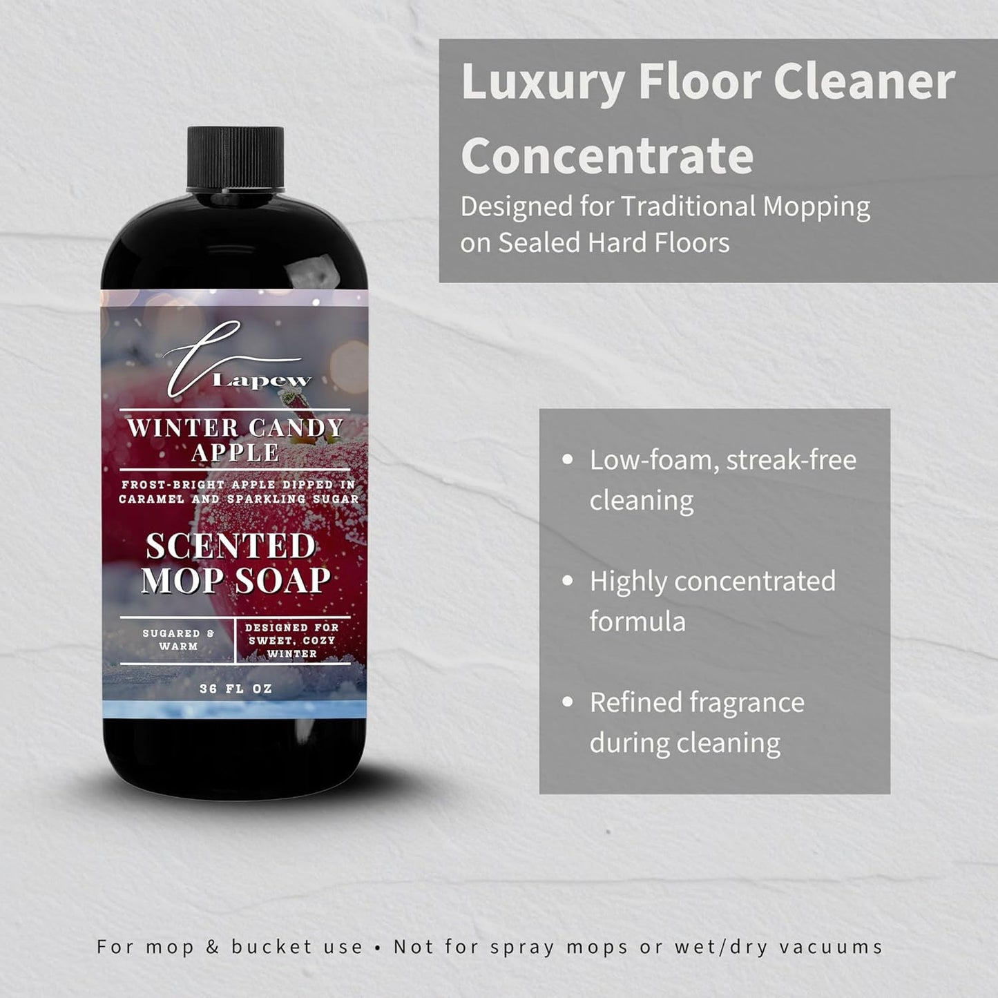 Lapew Baccarat Scented Mop Soap - Luxury Floor Cleaner Concentrate for Mopping Tile, Laminate, Vinyl & Hardwood | Streak-Free, Low-Foam | 36 oz - Colors B