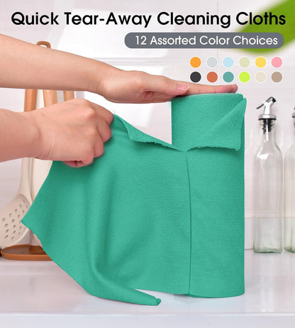KitchLife Microfiber Cleaning Cloth Roll - Tear-Away Reusable Microfiber Paper Towels, Lint-Free, Washable, 20 Sheets for Kitchen, Car, Dishes, and Sensitive Surfaces (Pink)