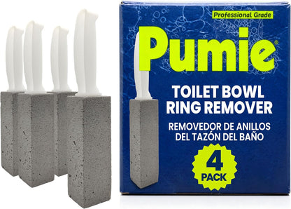 PUMIE Pumice Stone Toilet Bowl Cleaner (2-Pack) - Toilet Pumice Stone with Handle - Heavy Duty Scouring Stick for Rings, Bowls, Hard Water Stains, Lime, Rust, Sink - Includes Handle for Easy Use