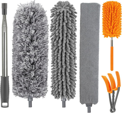 Retractable Gap Dust Cleaner with 3 Microfiber Dusting Cloths & 30-100 inch Extendable Long Handle, Retractable Duster Brush for Cleaning Under Appliances Sofa Couch Bed Refrigerator Furniture