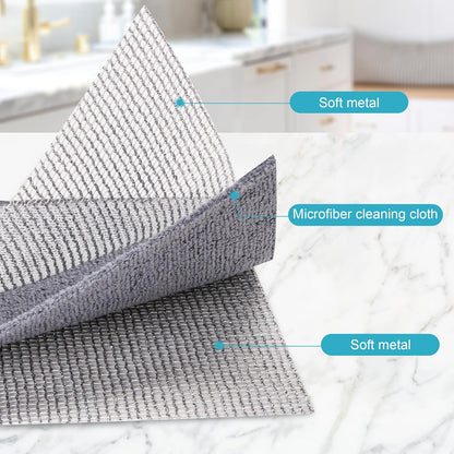 12 PCS Non Scratch Wire Dishcloth, Cleans Fast Without Scratching, Stands Up to Stuck-on Grime, Multi-Surface Safe, Wire Dishwashing Rag Cleaning Power for Everyday Jobs 7.87“ x 7.87”