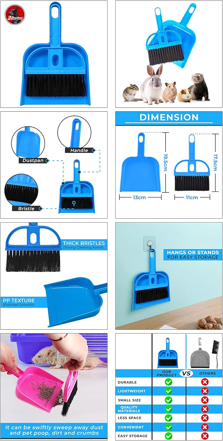 Mini Broom and Dustpan Set - Compact Cleaning Kit for Home, Car, Camping, Small Spaces, Pet Cleanup, and Travel - Durable Small Broom and Dustpan Set Mini - Mint Green Broom