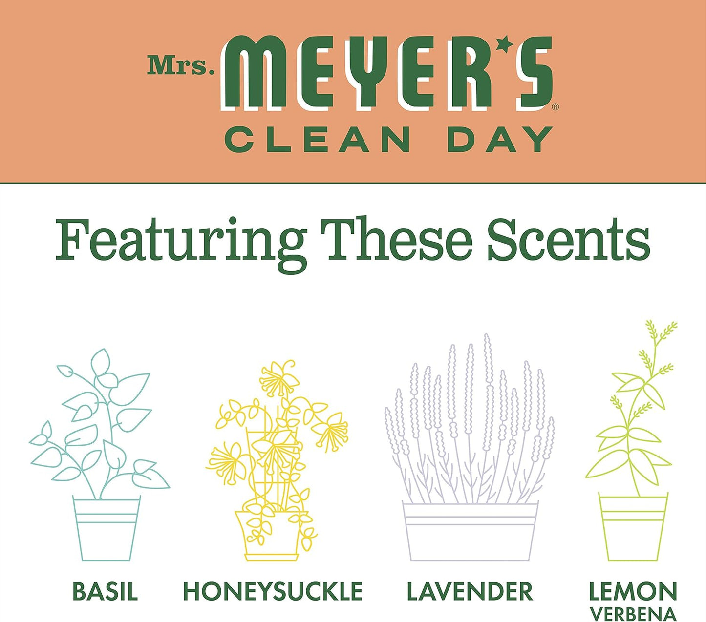MRS. MEYER'S CLEAN DAY Kitchen Essentials Set, Includes: Hand Soap, Dish Soap, and All Purpose Cleaner, Lemon Verbena, 3 Count Pack