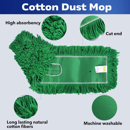 Matthew Cleaning 24'' Industrial Strength Cotton Dust Mop Refill Washable Replacement Heads for Residential & Commercial Use Fit Standard Dust Mop Frames, Hardwood, Laminate, Concrete Floors 3 Pack
