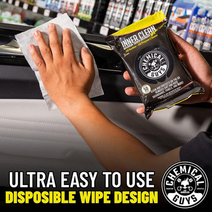 Chemical Guys Total Interior Cleaner & Protectant and InnerClean Interior Quick Detailer & Protectant Wipes for Cars, Trucks, SUVs, and RVs, 2 Pack, 50 Ct Each (100 Wipes Total)