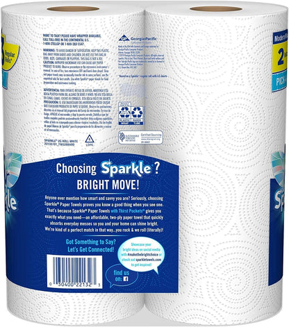 Sparkle Pick-A-Size Paper Towels, 6 Double Rolls (660 Sheets Total) - Strong 2-Ply Towels for Kitchen Cleanup and Everyday Messes