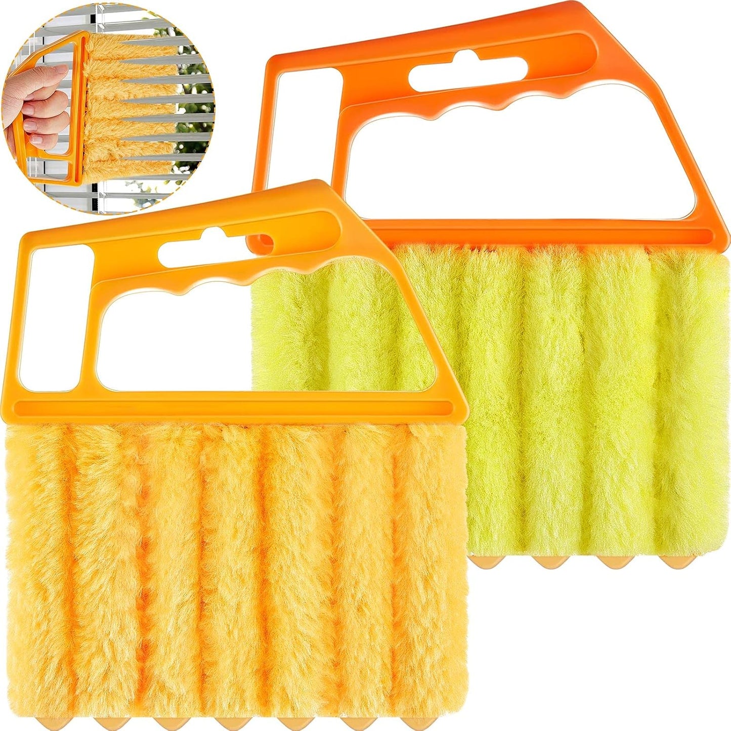 Geiserailie 1 Pcs Window Venetian Blind Cleaner Duster Tool Washable 7 Fingers Dusting Cleaner and Air Vent Shutter Brush Blinds Air Conditioner Fan Duster Dirt Housekeeping Tool (Orange)