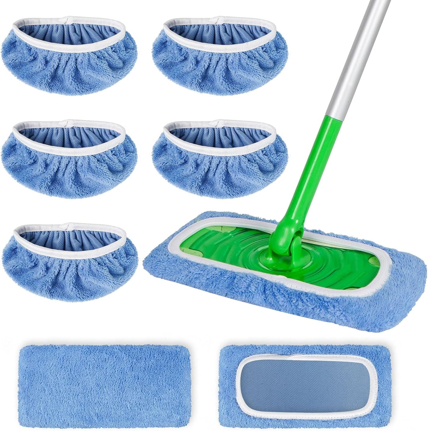 AmaVins 5 Pack Reusable Microfiber Mop Pads Compatible with Swiffer Sweeper Mop, Wet and Dry Flat mop Cover, Washable Mop Pads for Surface/Hardwood Floor Cleaning (Mop is Not Included)