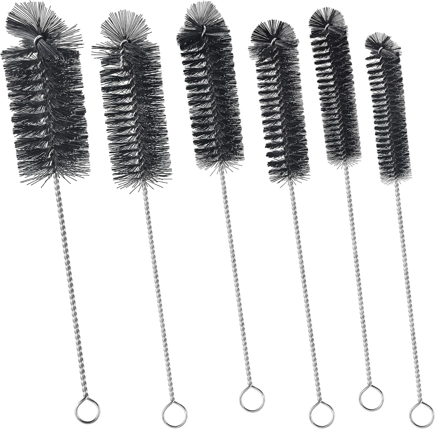 6 Pcs Straw Cleaner Brush Set, 12 Inch Long Pipe Tube Bottle Brushes for Narrow Neck Bottles, Hummingbird Feeders, Coffee Maker, Glass Cups - Includes Detachable Keyring