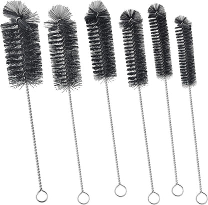 6 Pcs Straw Cleaner Brush Set, 12 Inch Long Pipe Tube Bottle Brushes for Narrow Neck Bottles, Hummingbird Feeders, Coffee Maker, Glass Cups - Includes Detachable Keyring
