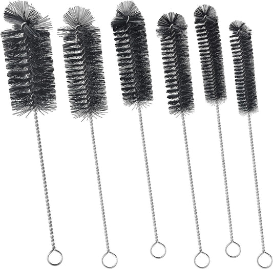 6 Pcs Straw Cleaner Brush Set, 12 Inch Long Pipe Tube Bottle Brushes for Narrow Neck Bottles, Hummingbird Feeders, Coffee Maker, Glass Cups - Includes Detachable Keyring