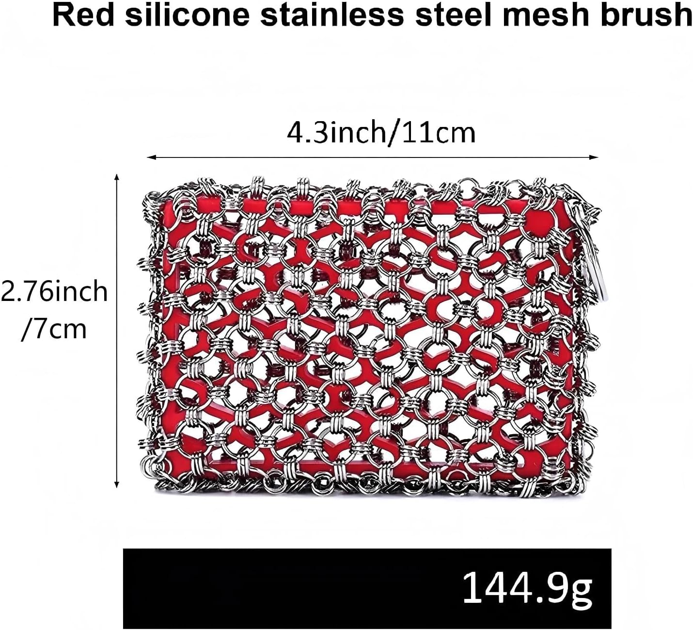 NTMY 316 Stainless Steel Pan Cleaner with Silicone Core – 4.5 Inch Dish Pot Brush,Cast Iron Scrubber, Metal Dish Scrubber,Dish Pot Brush,Chain Mail Scrubber for Oven&Grill Kitchen Cleaning Black