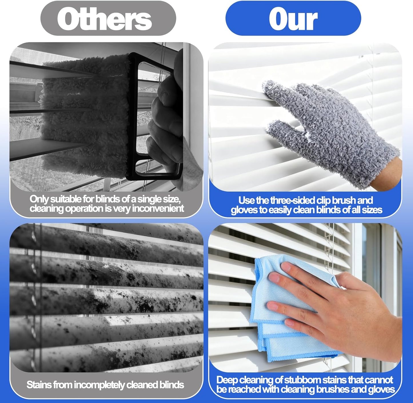 XANGNIER Window Blind Cleaner Duster Tool Set,Blind Cleaning Tools,Washable Multi-Surface Dusting Kit for Wood Blind,Venetian Blinds,Vinyl Blinds,AC Vents,Car Vents,Air Condition,Shutter& Fans