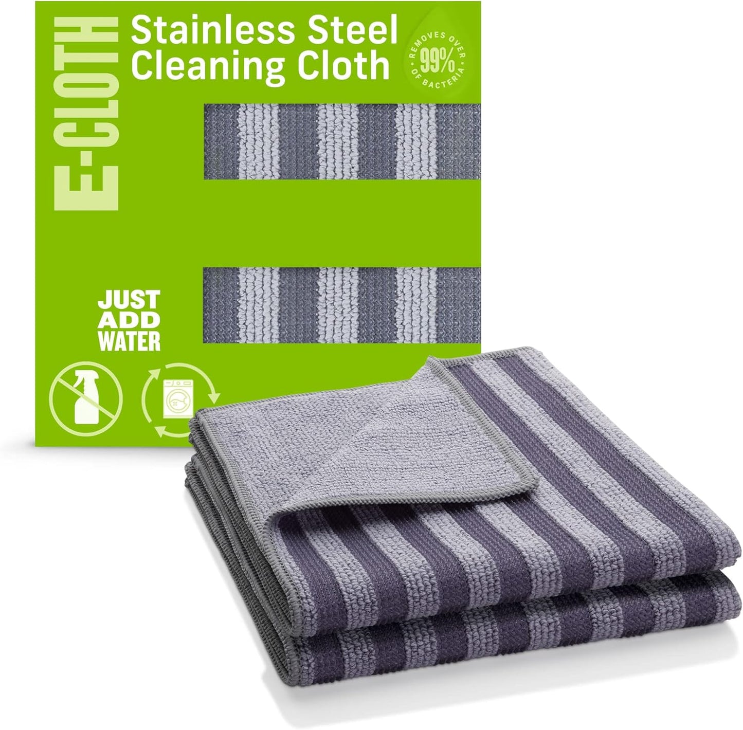 E-Cloth Stainless Steel Microfiber Cleaning Cloth Kit - Stainless Steel Cleaner for Appliances, Oven, Stove, & More - Microfiber Towels for Cars - Reusable Cloths for Cleaning
