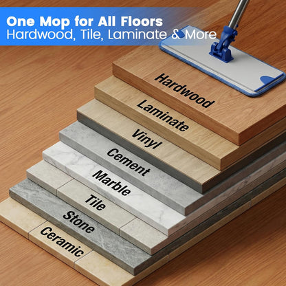 17.5 Inch Professional Microfiber Mop Floor Cleaning System, Heavy Duty Flat Mop with Stainless Steel Handle&Aluminum Alloy Base, 4 Reusable Washable Wet & Dust Mops Pads for Hardwood Tile Laminate