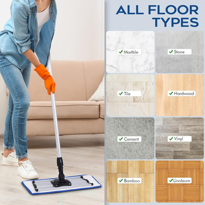 Matthew 18'' 36Pcs Microfiber Spray Mop Replacement Pads Heads for Wet Dry Floors Reusable Home Commercial Cleaning Refills,Machine Washable Fits Compatible with Bona Mop&Most Spray Mops Blue