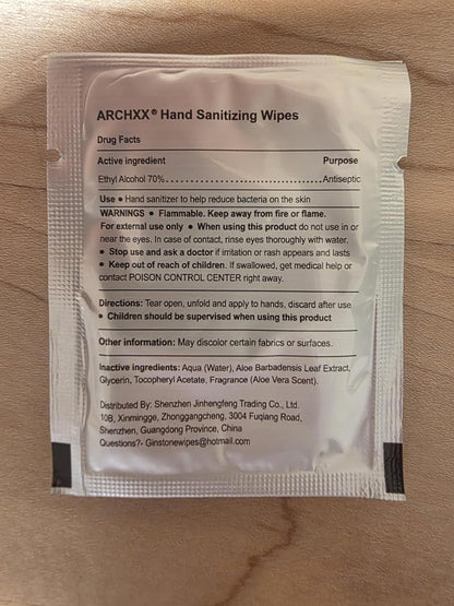 ARCHXX Cotton-Like Softness Hand Sanitizer Wipes, 100 Count, Antibacterial Hand Wipes Individually Wrapped, 70% Alcohol, Travel Size, Sanitizing for Home, Office & Outdoor, Aloe Vera Scent