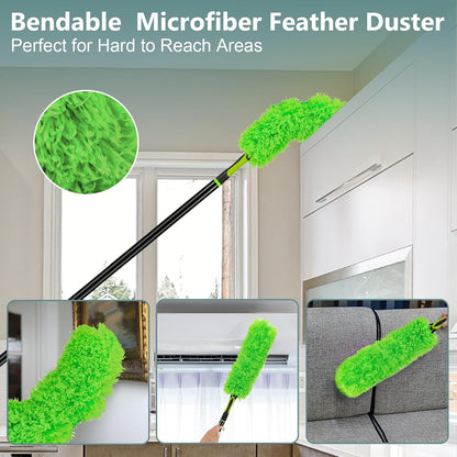 CALBEAU 15 Foot Dusters for Cleaning, Duster with Extension Pole 7-15ft, Microfiber Feather Duster Used for Cleaning Ceiling Fan, High Window, Blinds, Shutters, Sofa, Cobweb Duster for Home (14 PCS)