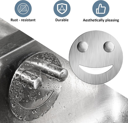 2 Pack Stainless Steel Smiley Face Dish Sponge Holder, Silver Sink Caddy Organizer Storage with Suction Cup for Kitchen, Kitchen Accessories Decor Scrubber-Silver
