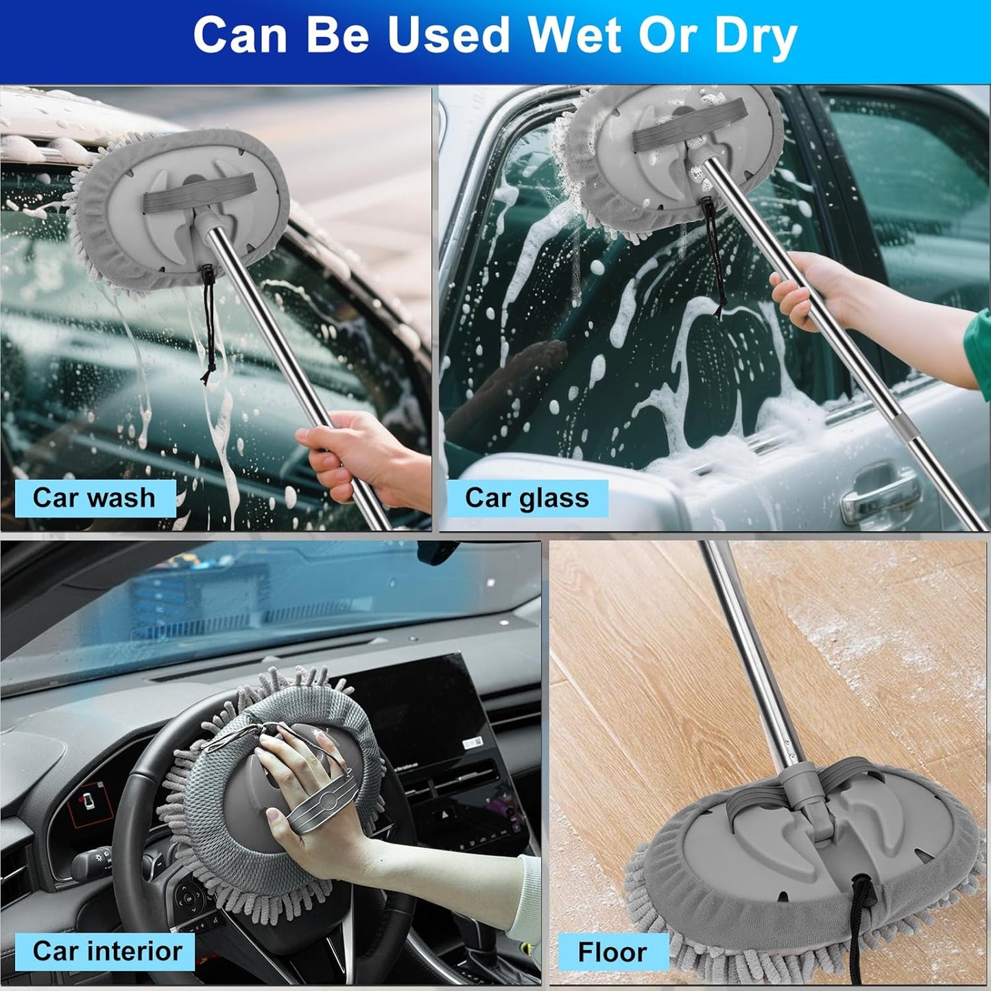 THINKWORK Windshield Cleaner Tool, Car Interior Cleaning Kit, Car Detailing Kit Interior Cleaner with10Pcs Detailing Brush Set, Gray Auto Detailing Supplies & Accessories