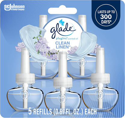 Glade PlugIns Refills Air Freshener,Coastal Sunshine Citrus, Scented and Essential Oils for Home and Bathroom, 0.67 Fl Oz, 5 Count