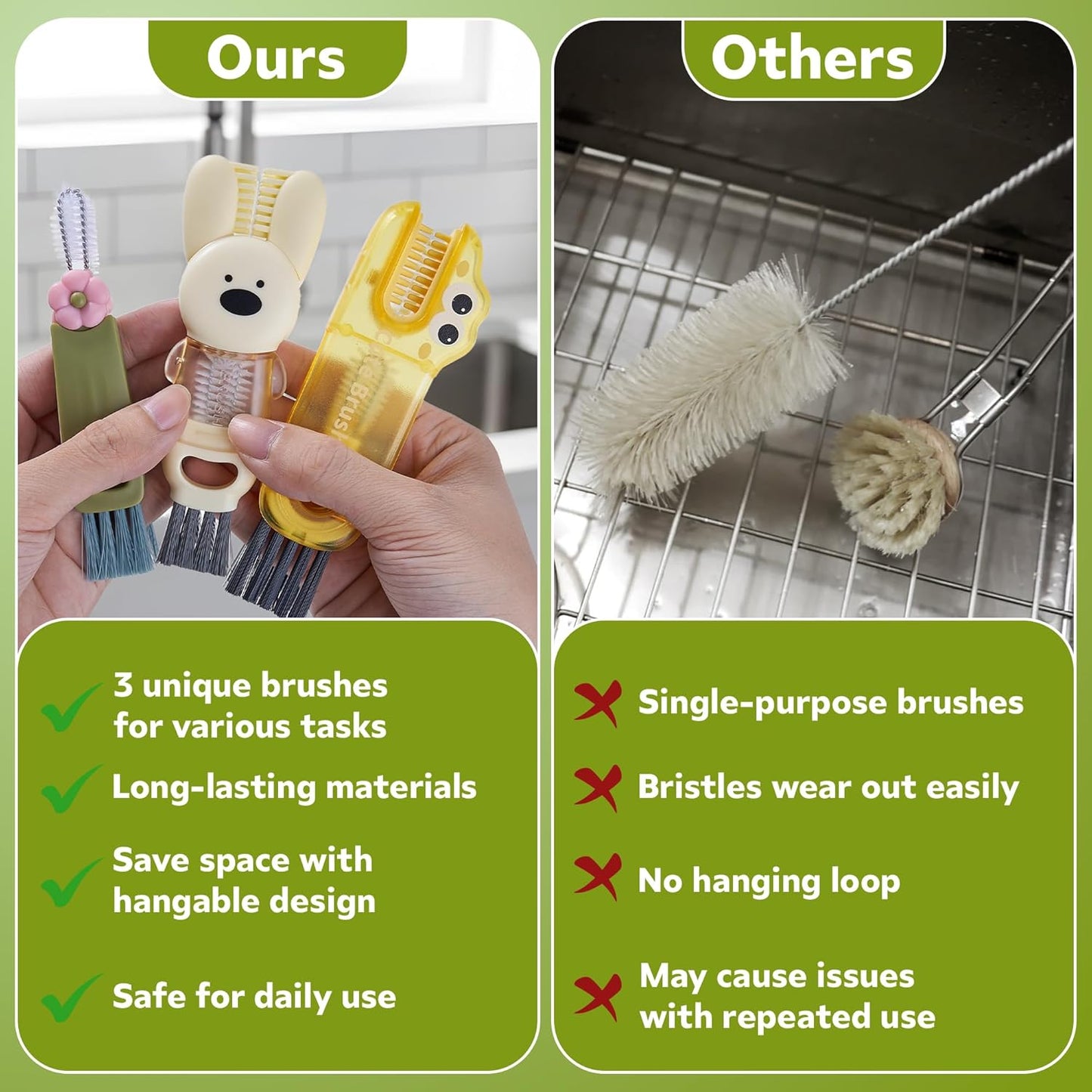 Cup Lid Cleaning Brush, 3 in 1 Lid Cleaner for Tumblers and Water Bottles, Gap Cleaning Brush with Straw Hole Detail Tool, Multifunctional Brush for Daily Use (Blue Green)