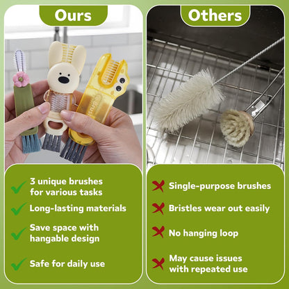 Cup Lid Cleaning Brush, 3 in 1 Lid Cleaner for Tumblers and Water Bottles, Gap Cleaning Brush with Straw Hole Detail Tool, Multifunctional Brush for Daily Use (Blue Green)