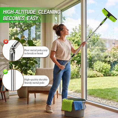 Professional 67" Window Squeegee, 3-in-1 Rotatable Squeegee for Window Cleaning with Extension Poles, Window Cleaner Tool Kit for Indoor & Outdoor High Windows and Car Glass